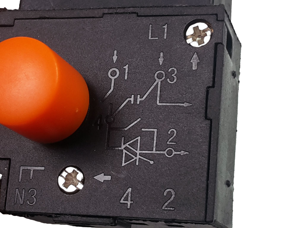 Náhradní vypínač vrtačky Narex s regulací otáček a přepínáním směru FA2-6/1BEK, vypínač na vrtačku