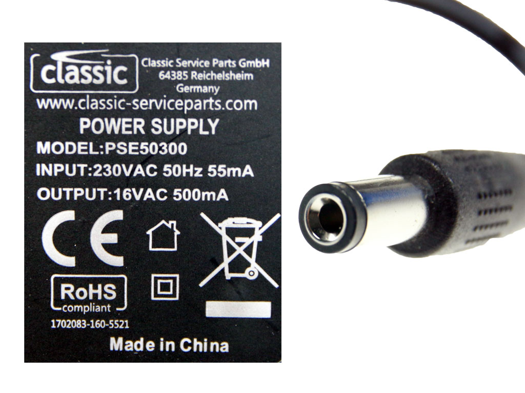 Napaječ univerzální 16V / 0.5A, konektor 5.5 x 2.1 mm