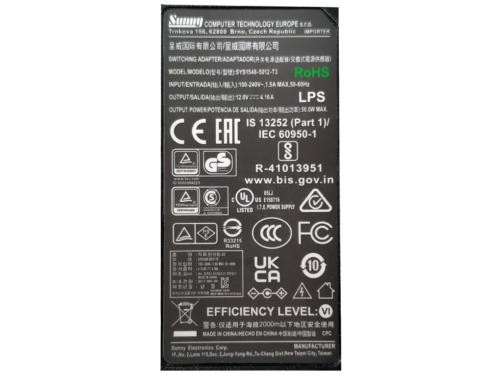 Napaječ univerzální impulzní 12V / 4.17A, konektor 5.5x2.5mm