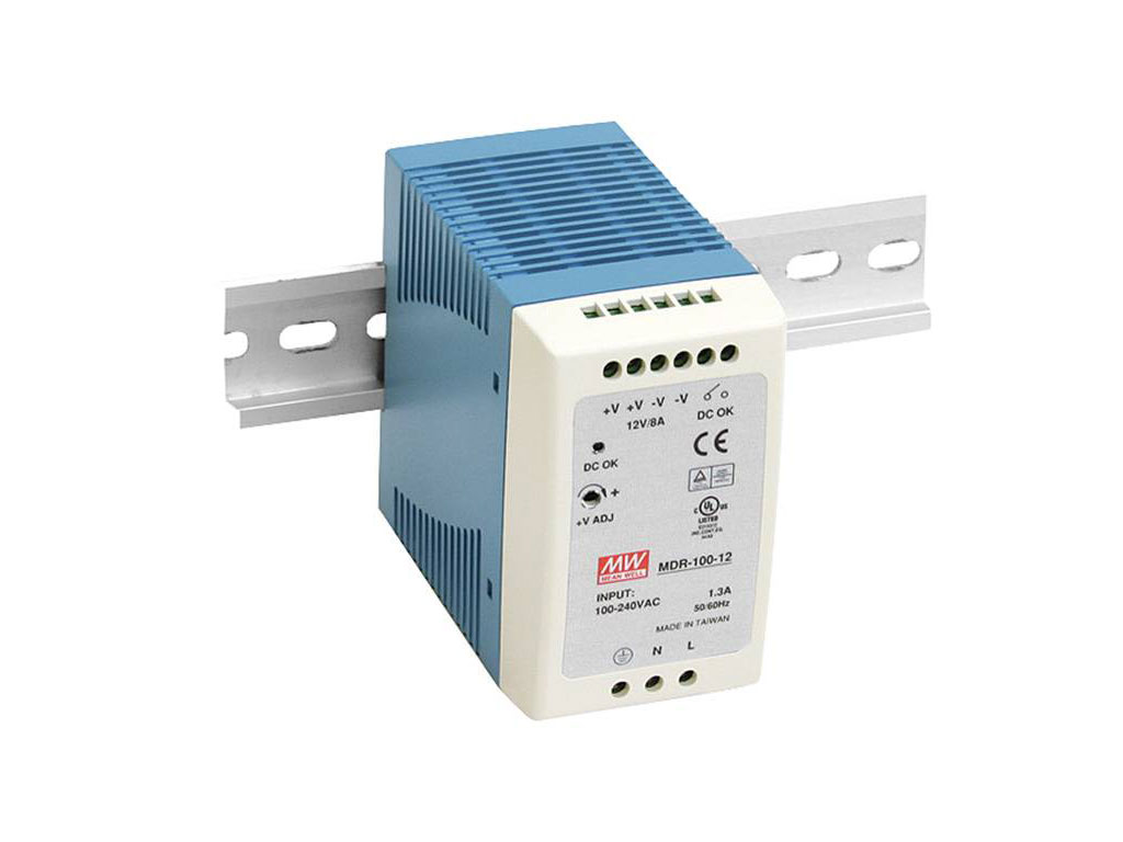 Napaječ / zdroj spínaný na DIN lištu 24V / 4A MDR-100-24 MEAN WELL