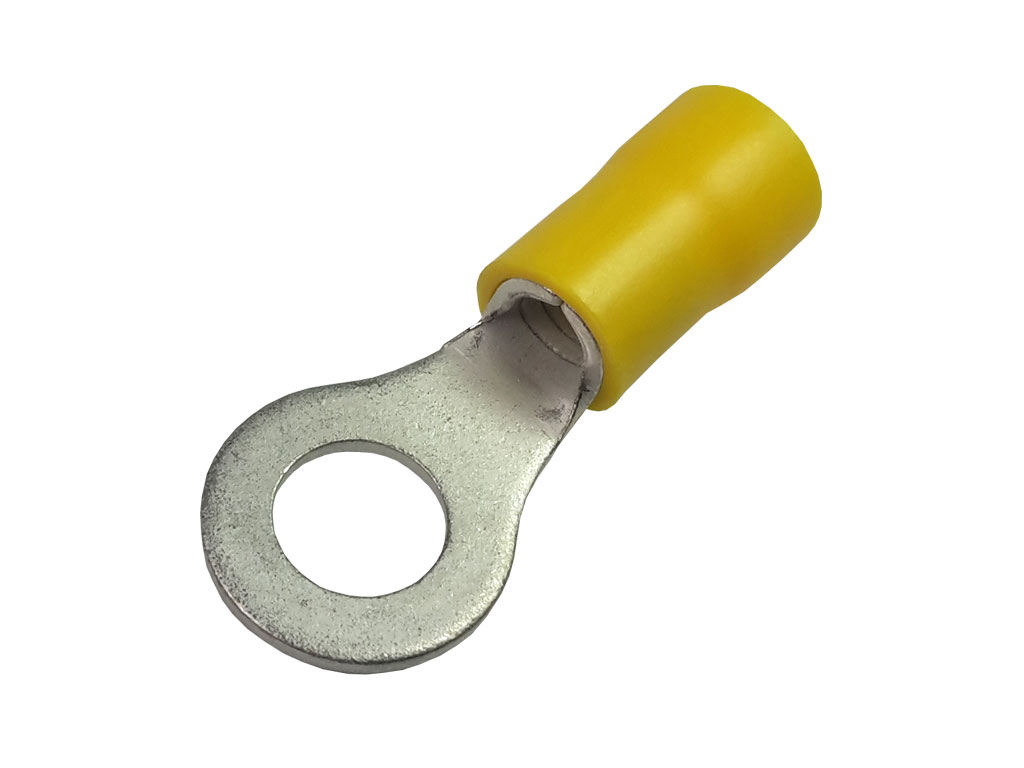 Očko M6 na kabel, krimpovací - žluté