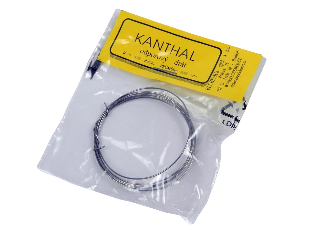 Odporový drát  KANTHAL  R=53,1 ohm/m, průměr 0,18mm 