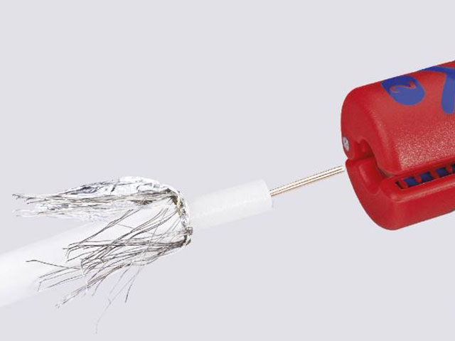 Odstraňovač izolace kruhový vhodný pro koaxiální kabely, KNIPEX 16 60 100 SB