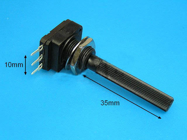 Potenciometr mono 100K logaritmický plastová hřídel  č. 38