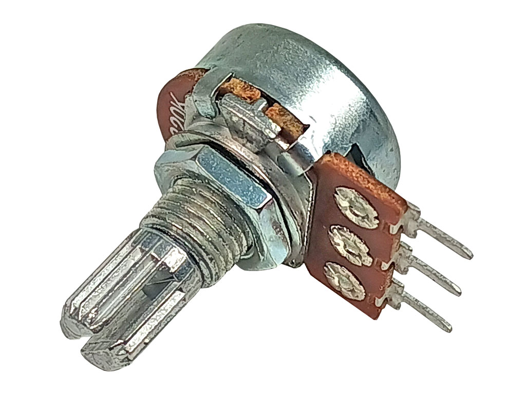 Potenciometr mono otočný 220k / B   č.XX  lineární, drážkovaná hřídel 6 x 9mm R16148-1A-2-B220K