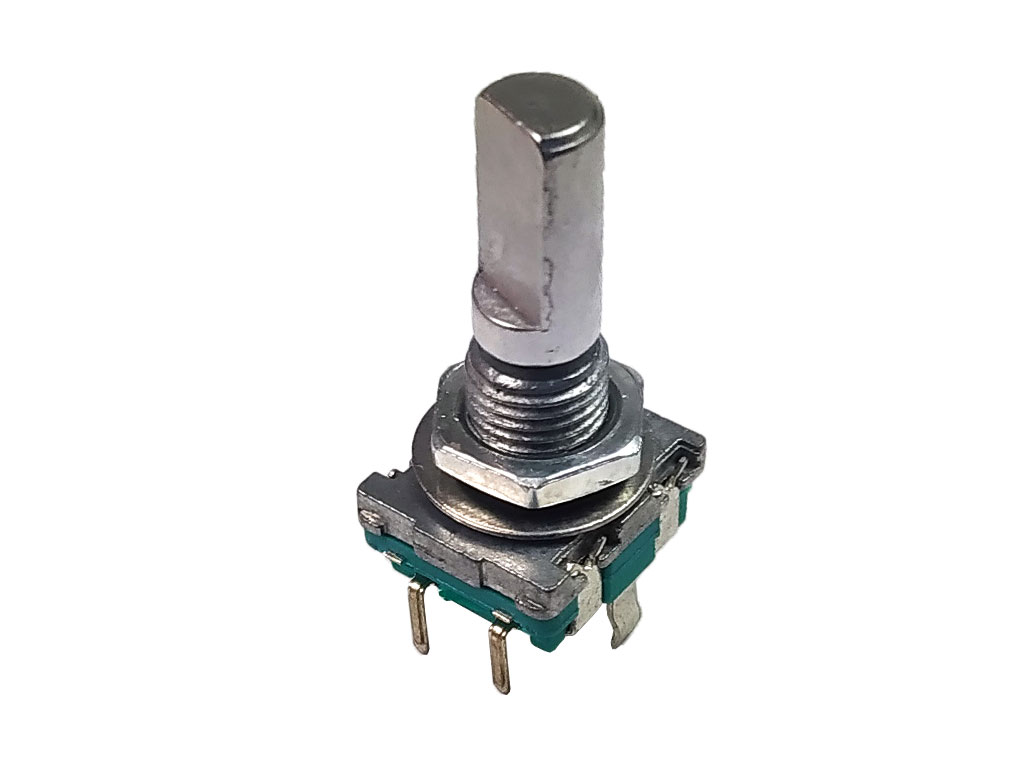 Potenciometr - multifunkční přepínač + tlačítko, D hřídel 13mm / rotary encoder