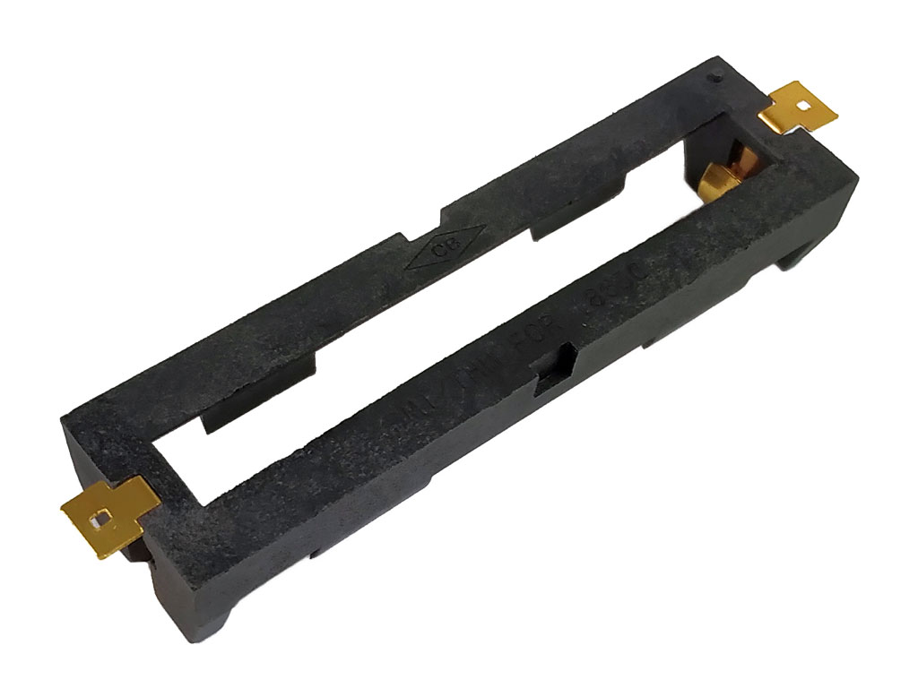 Pouzdro na baterie 1x 18650 SMD pozlacené vývody, pájecí očka