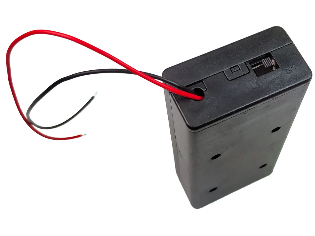 Pouzdro na baterie 2x 18650 vedle sebe, krabička s vypínačem, vývod vodiče, seriové zapojení