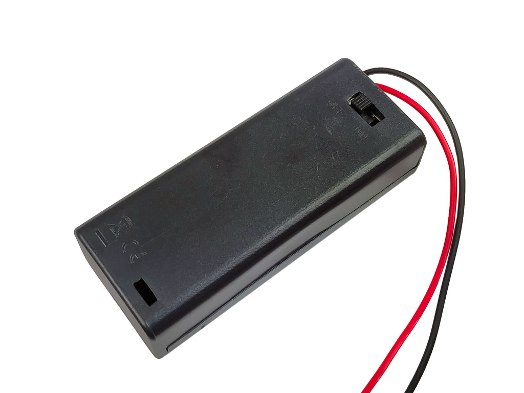 Pouzdro na baterie 2x AAA vedle sebe, krabička s vypínačem, vývod vodiče