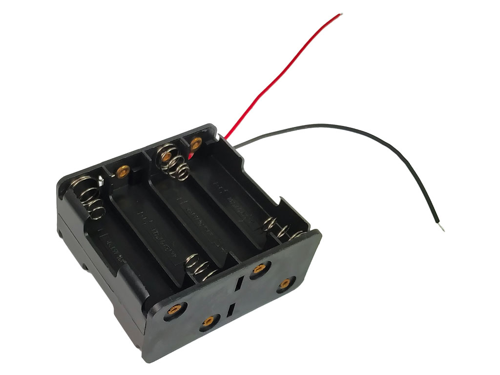 Pouzdro na baterie 8x AA, 2x4 vedle sebe, vývod vodiče, sériové zapojení