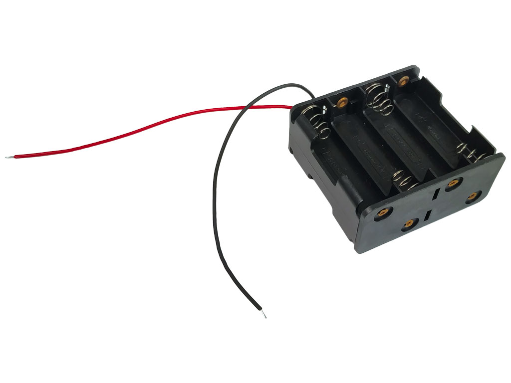Pouzdro na baterie 8x AA, 2x4 vedle sebe, vývod vodiče, sériové zapojení