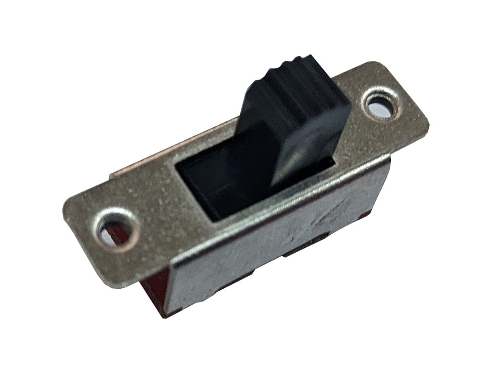 Přepínač posuvný, 2 přepínací kontakty, pájecí očka, 23x7,2mm