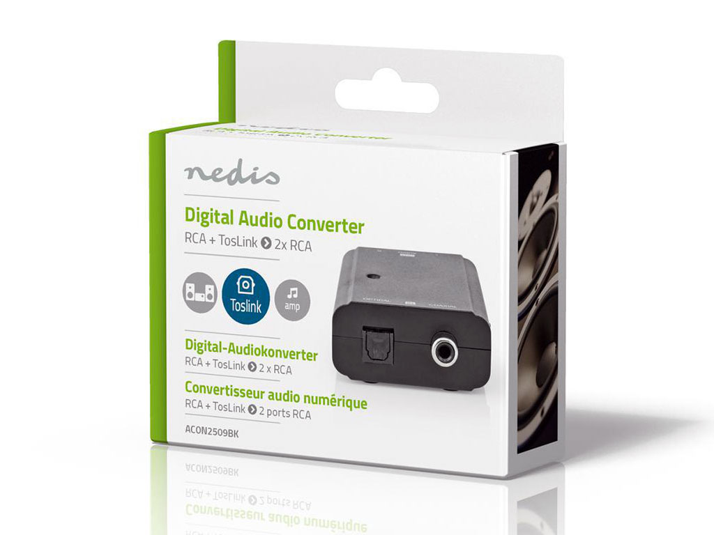 Převodník digitálního Audia 1x Toslink / SPDIF >  2x RCA (cinch) konektor ACON2509BK