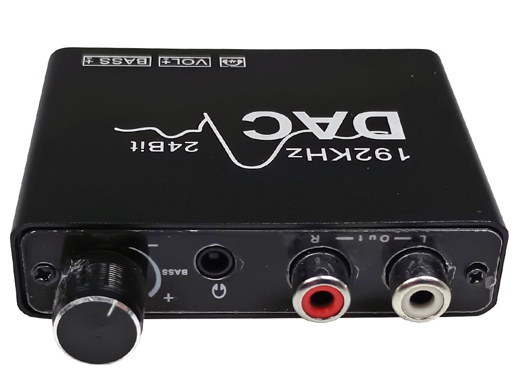 Převodník digitálního Audia 1x Toslink / SPDIF >  2x RCA (cinch) konektor + sluchátkový výstup, s regulací