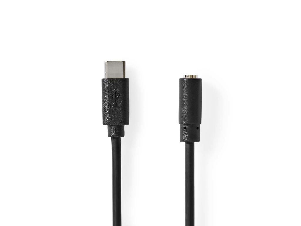 Redukce - kabel USB-C na JACK 3.5 mm pro sluchátka - černý 1m Nedis CCGL65960BK10