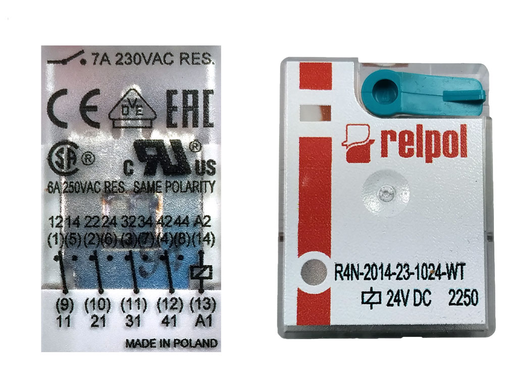 Relé 24V  4 x 250V / 6A R4N-2014-23-1024-WT