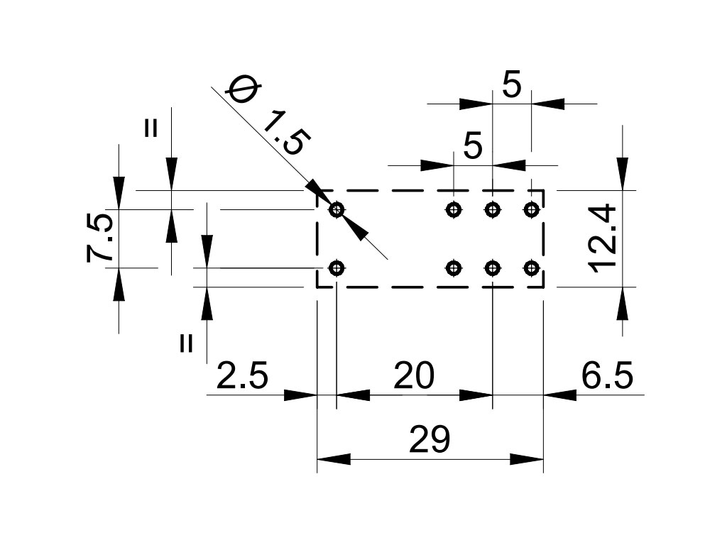 Relé 6V DC 2 x 250V AC / 8A, 30V DC / 8A 40.52.9.006.0000 FINDER