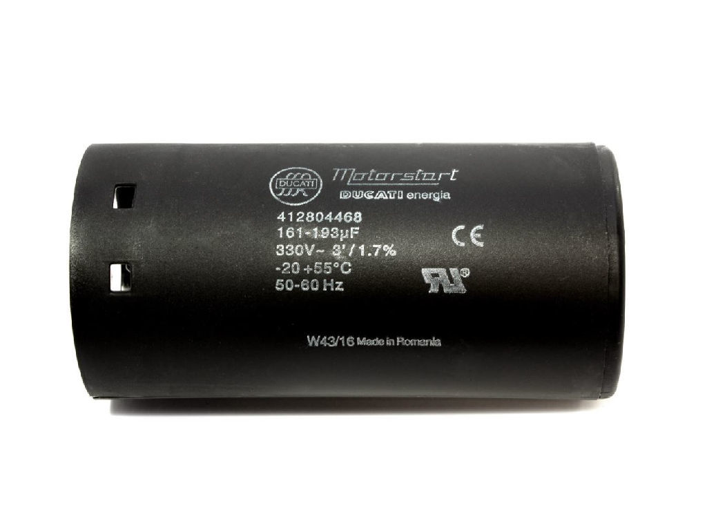 Rozběhový kondenzátor 161 - 193uF / 250V,  konektory, motorový kondenzátor