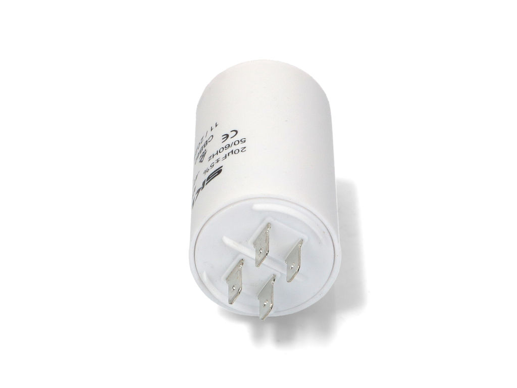 Rozběhový kondenzátor 20.0 uF ( 20uf ) 450V 50/60Hz CBB60 SKL, konektory faston 6.3mm, motorový běhový kondenzátor
