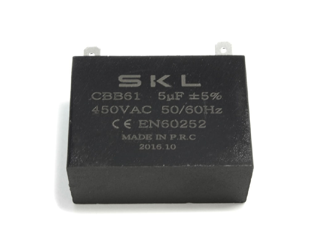 Rozběhový kondenzátor 5.0uF /  450V CBB61,  vývody faston 5uF