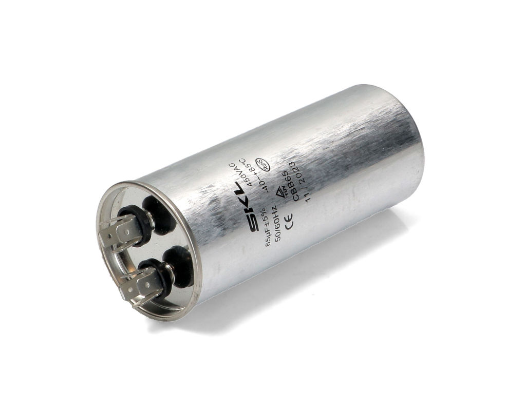 Rozběhový kondenzátor 65.0 uF ( 65,0uf ) 450V 50/60Hz CBB65 SKL, konektory faston 6.3mm, motorový běhový kondenzátor