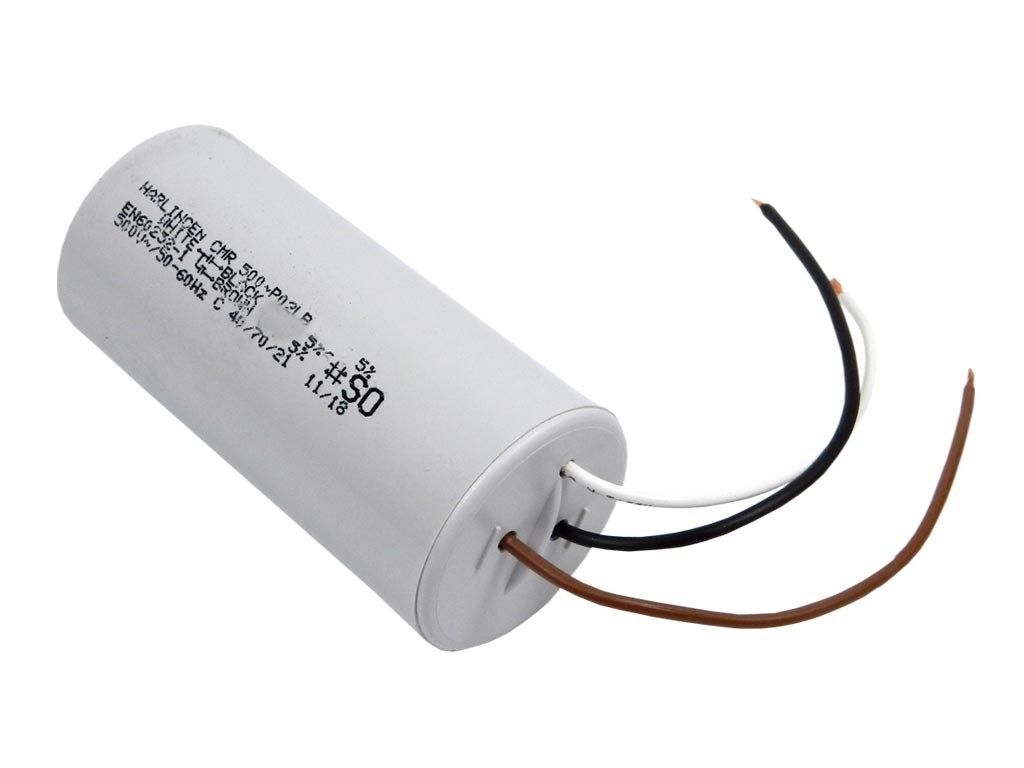 Rozběhový kondenzátor dvojitý 22uF / 6uF  450V  s drátovými vývody,  motorový kondenzátor