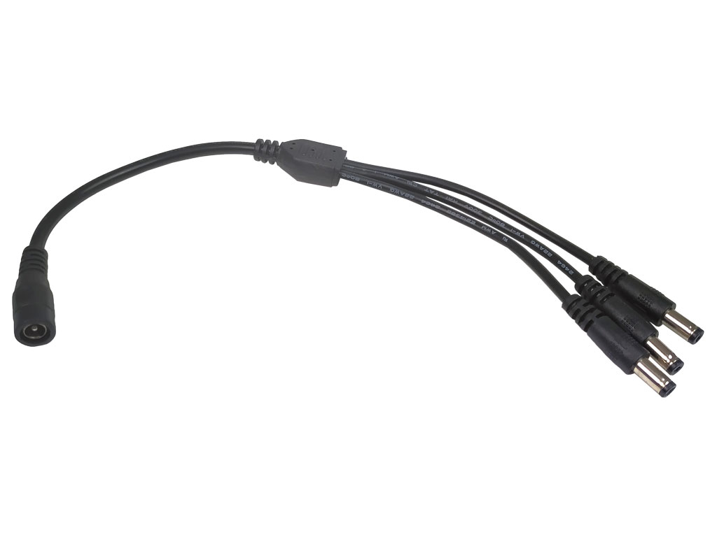 Rozbočovací kabel Y s konektory 5.5 x 2.1mm, 1x zásuvka + 3x zástčka 