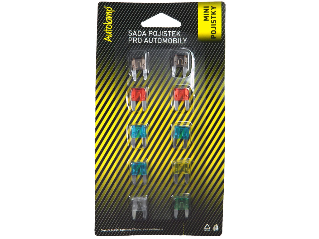 Sada AUTO mini pojistek, nožová mini pojistka 10ks 