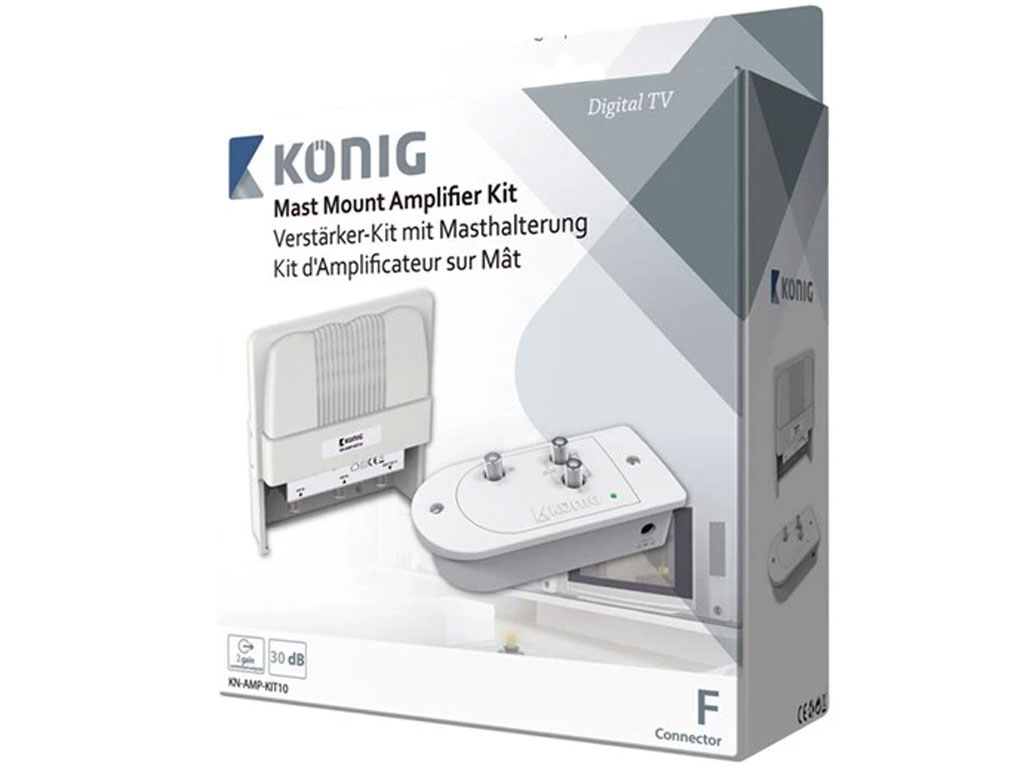 Sada TV zesilovač a napaječ 12V/250mA KÖNIG KN-AMP-KIT10