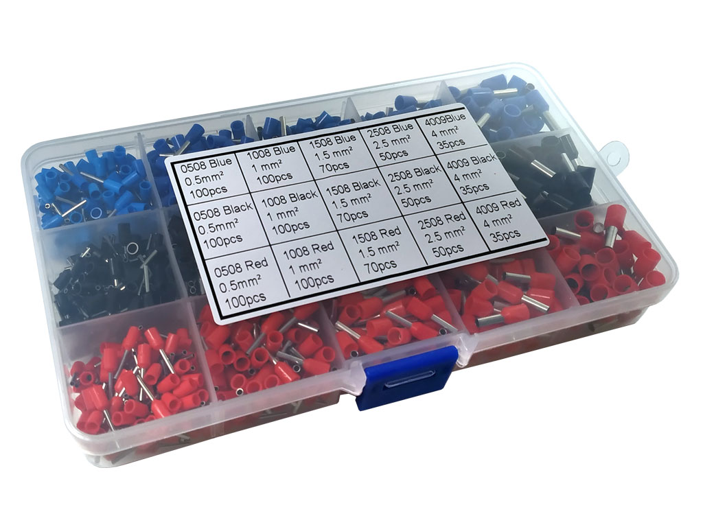 Sada krimpovacích dutinek, trubičkové koncovky izolované - 0.5 - 4.0 mm²