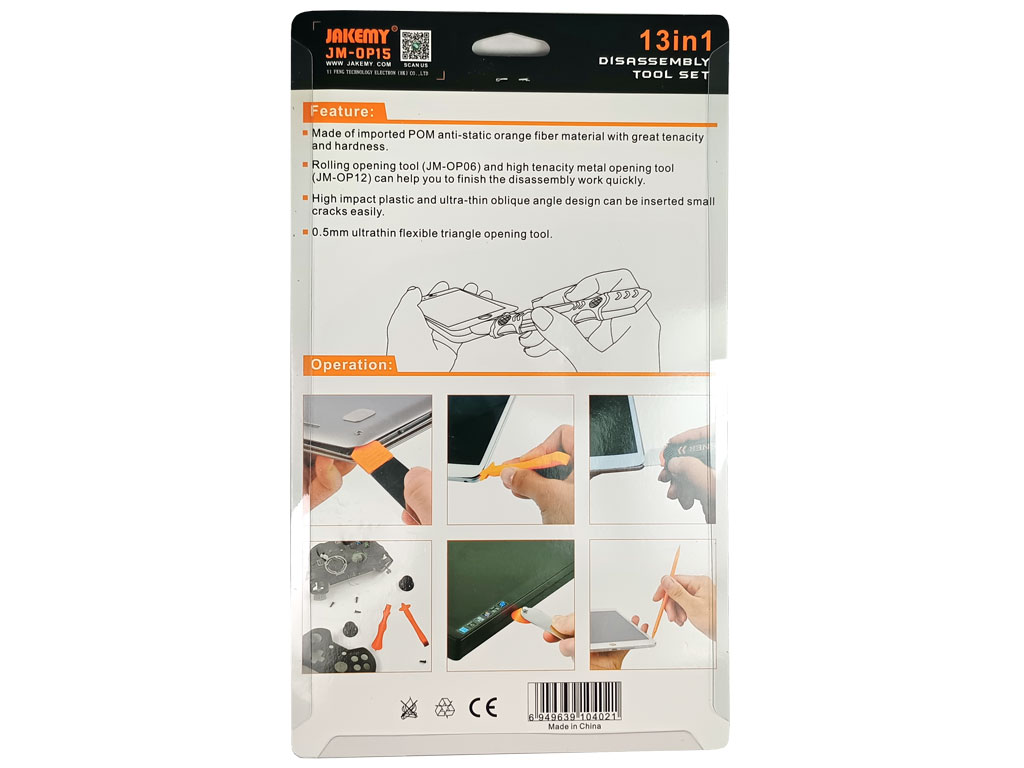 Sada nářadí Jakemy JM-OP15 13 dílů - servisní nářadí pro mobilní telefony, tablety a notebooky