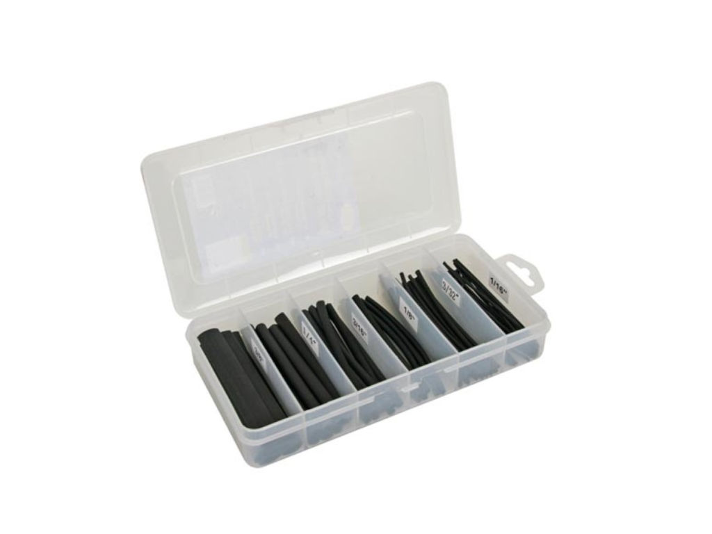 Sada smršťovacích bužírek, černé 170 ks