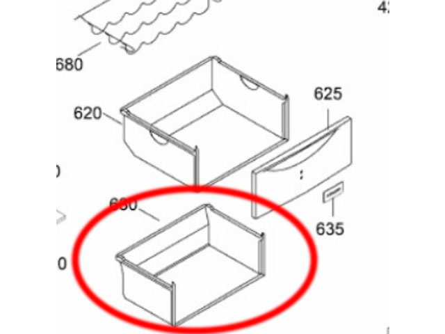 Šuplík mrazáku lednice, bez čela, dolní 742745600 LIEBHERR, originál
