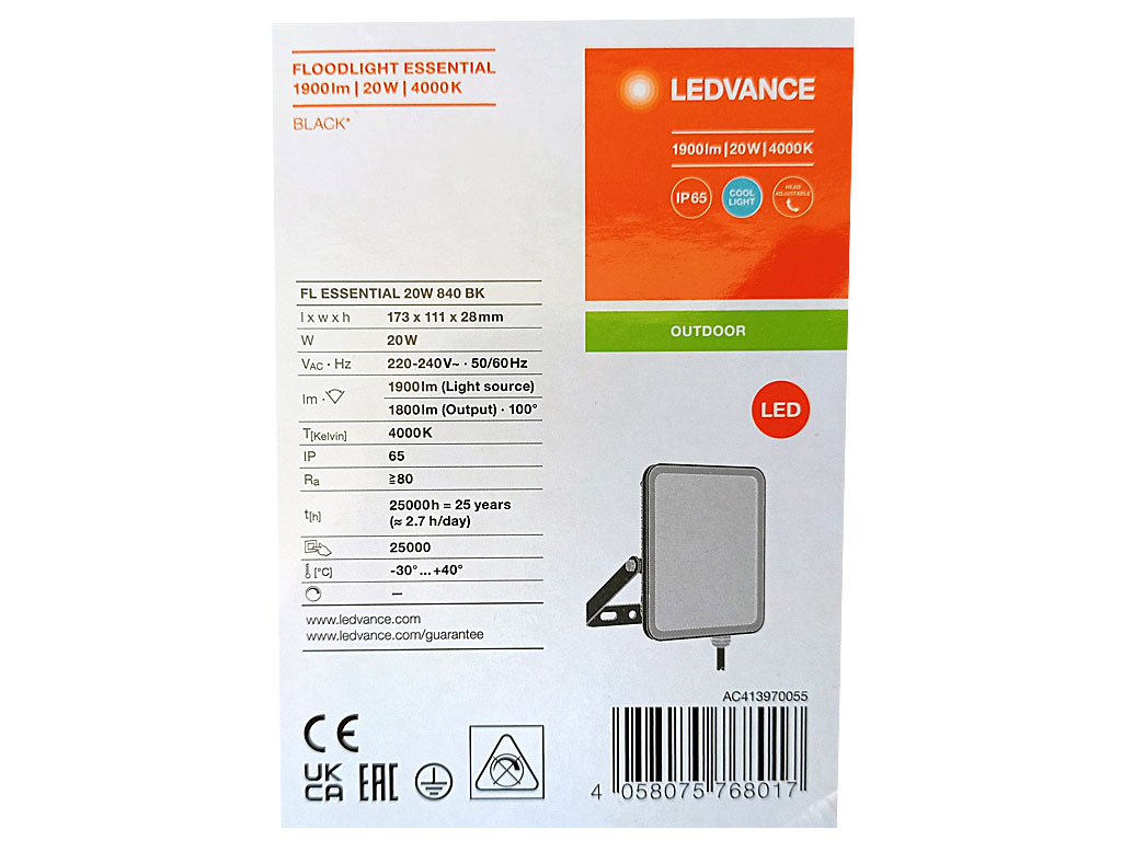 Svítidlo venkovní reflektor LED 20W OSRAM FL ESSENTIAL LEDVANCE