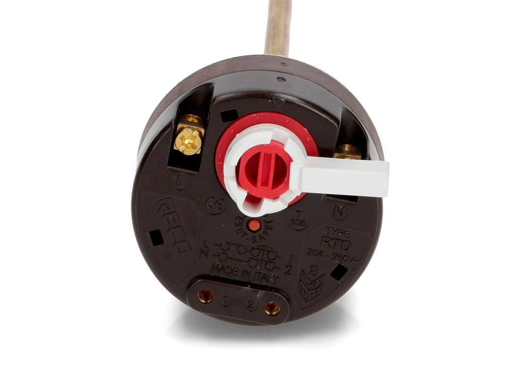 Termostat do bojleru 74°C, s tepelnou pojistkou 92°C, RECO 7492RTDL