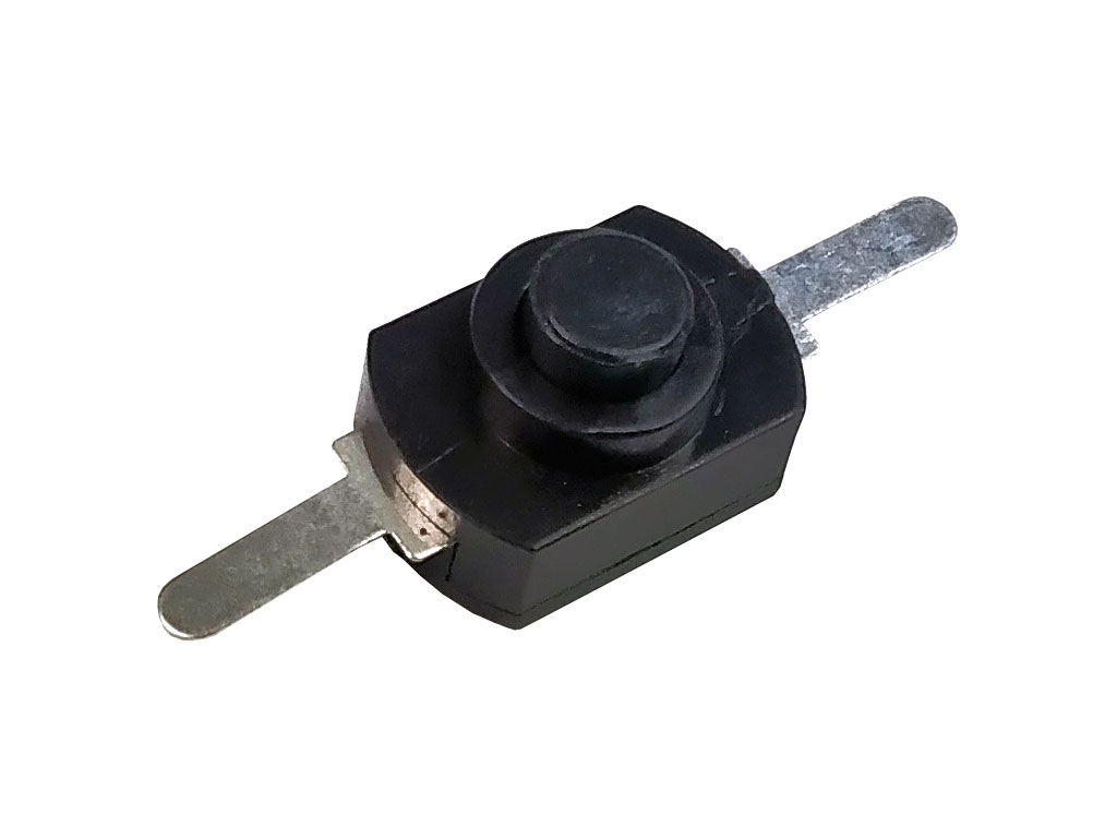 Tlačítko s aretací, izostat / mikro spínač / vypínač 1208 vodorovné vývody