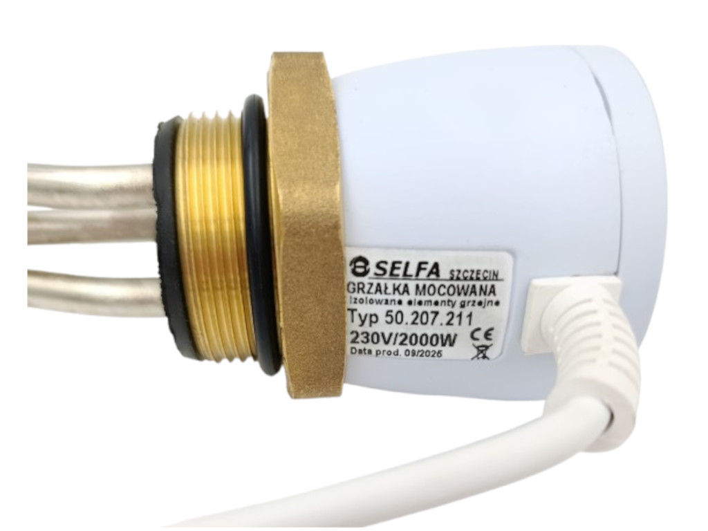 Topné těleso 2000 W 230 V s termostatem závit G 6/4" nikl