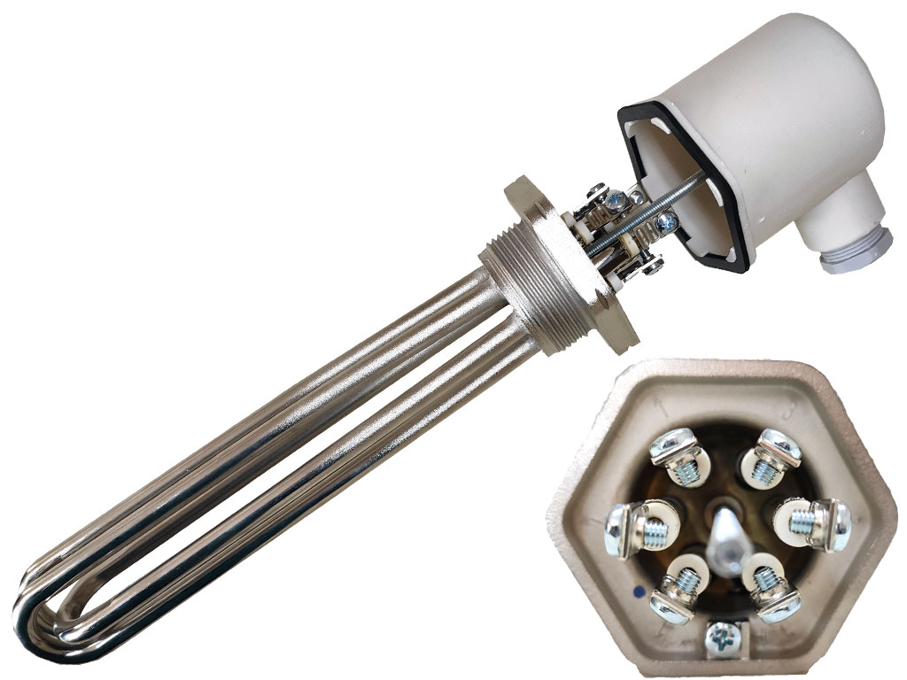 Topné těleso 3000W, chrom, G 6/4", elektrokotel, bojler