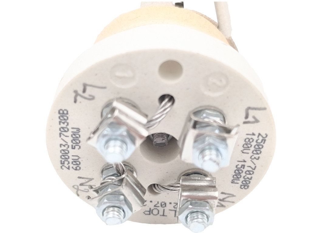 Topné těleso kreamické 1500 W / 180 V + 500 W / 60 V DC, l = 490 mm