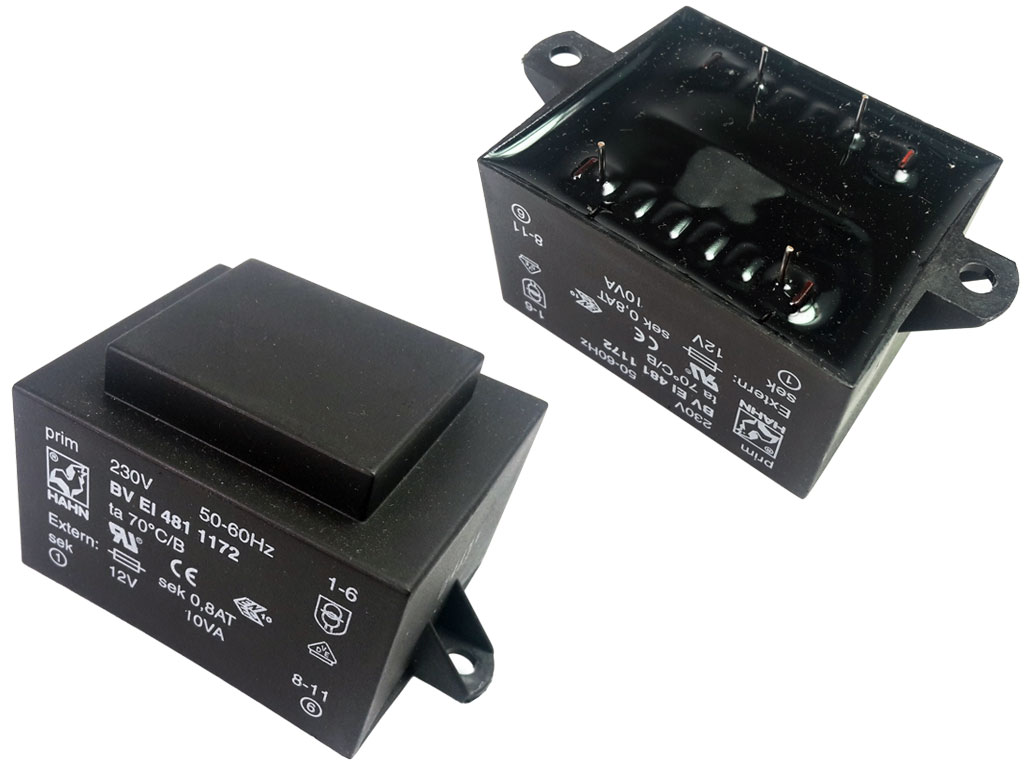 Transformátor síťový do plošného spoje  230 / 12V - 10VA