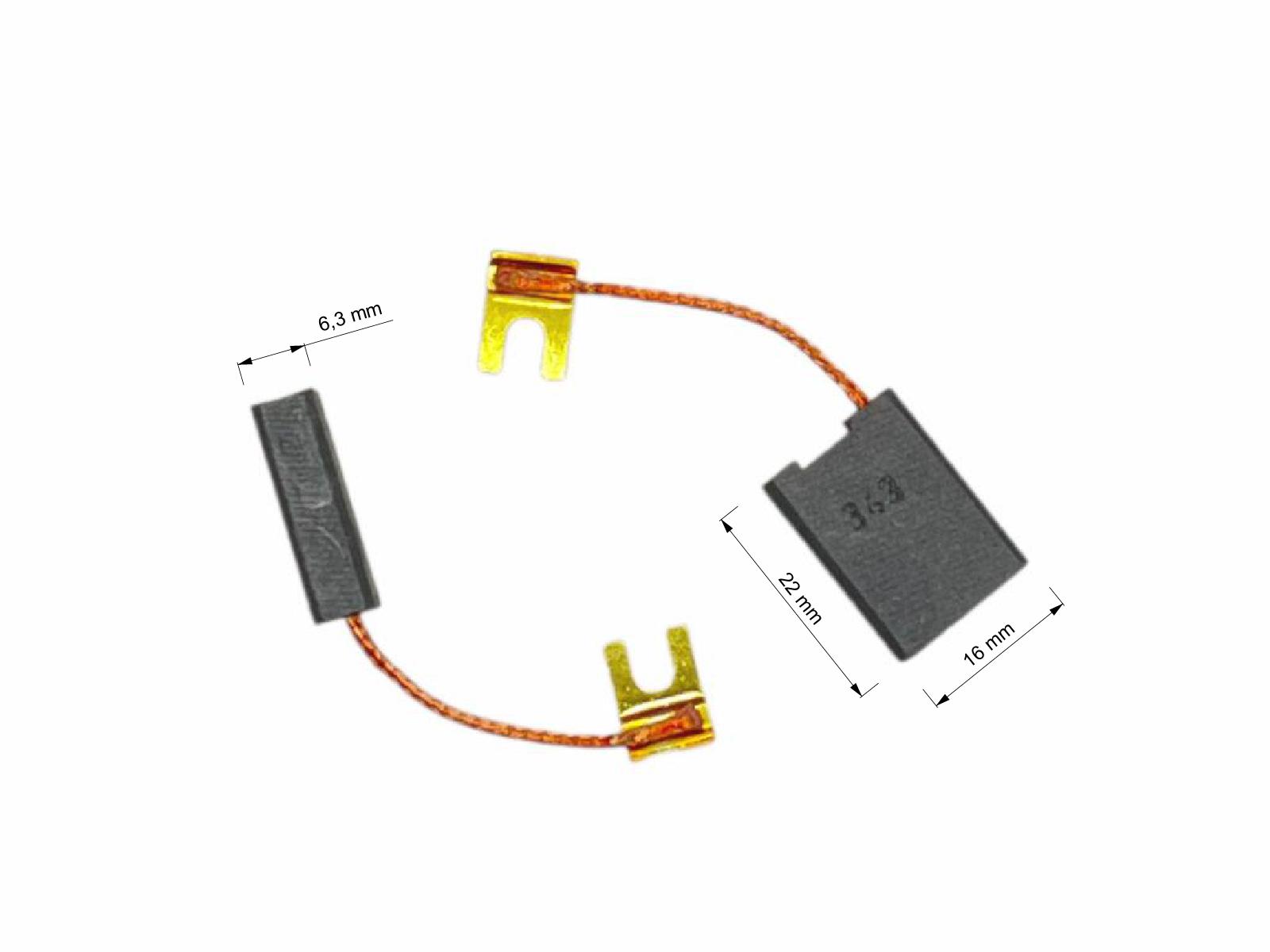 Uhlíky Bosch 2ks, 6,3 x 16 x 22 mm, 1 607 014 103, 1 607 014 107, uhlíky do elektromotorů, vrtačky, brusky, frézky