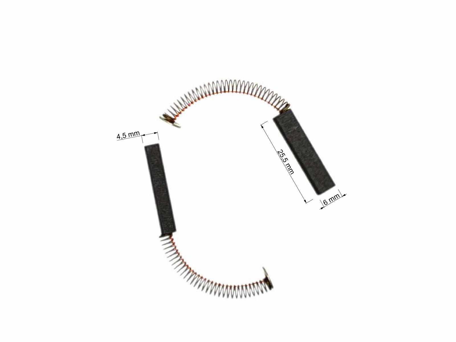 Uhlíky Eta 2ks, 4.5 x 6 x 25.5 mm, uhlíky do elektromotorů vysavačů ( ETA 15000 )