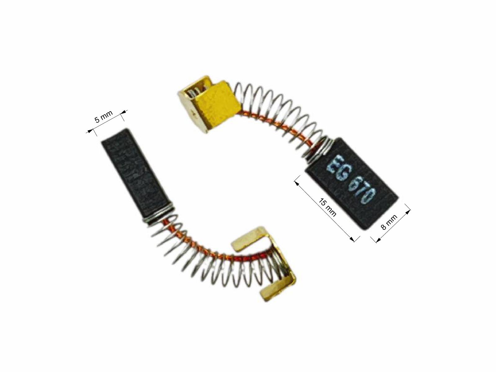 Uhlíky Protool 2ks, 5 x 8 x 15 mm, 627003, uhlíky do elektromotorů