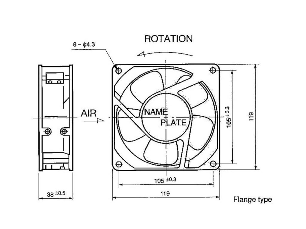 Ventilátor 119x119x38mm  230V / 120mA  NMB 4715MS-23T-B5A