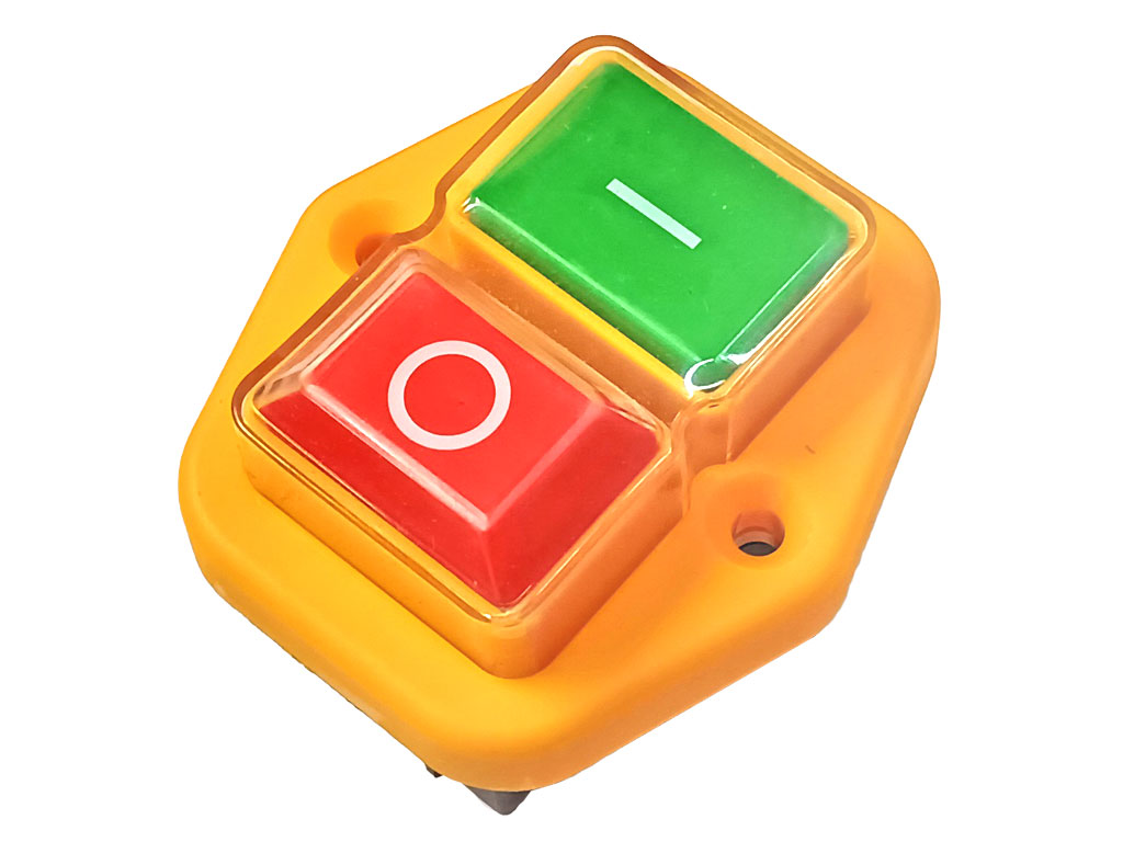 Vypínač, elektromagnetický spínač elektrického nářadí 4-piny žlutý YH02-A / KJD17B / ZCD-02