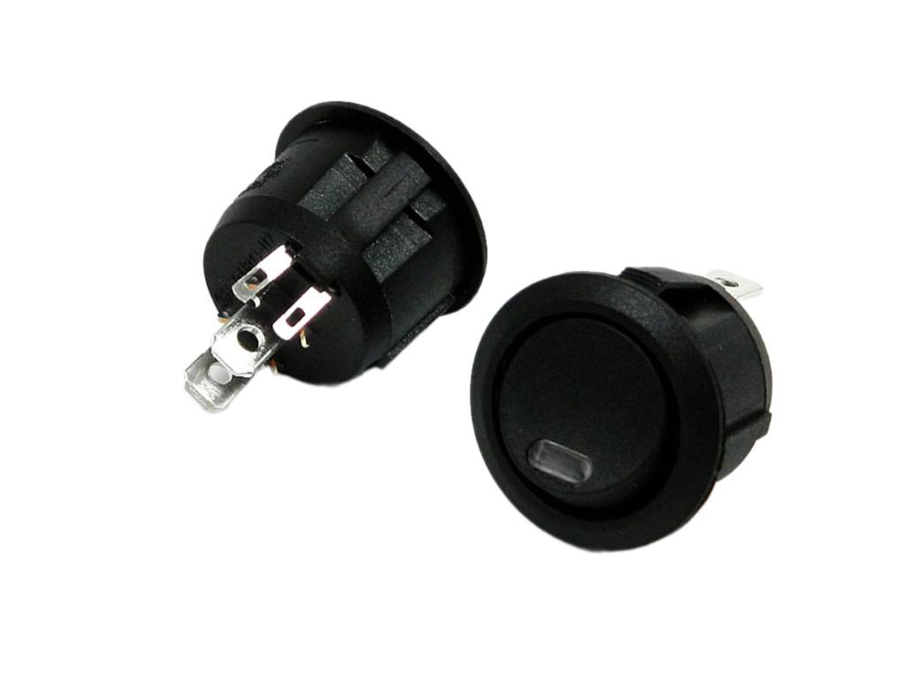 Vypínač kolébkový kulatý černý s LED červenou kontrolkou SCI R13112L02BBCRL1  ON-OFF 