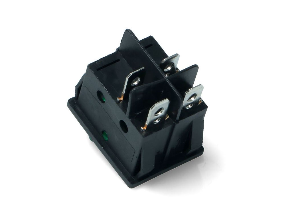 Vypínač kolébkový s podsvitem - zelený 230V / 15A KCD4