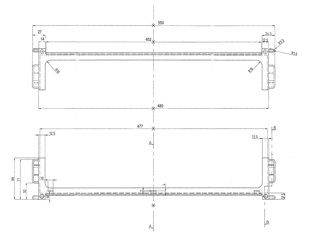 Zadní hrana skleněné police lednice Arcelik / Beko 4523490100