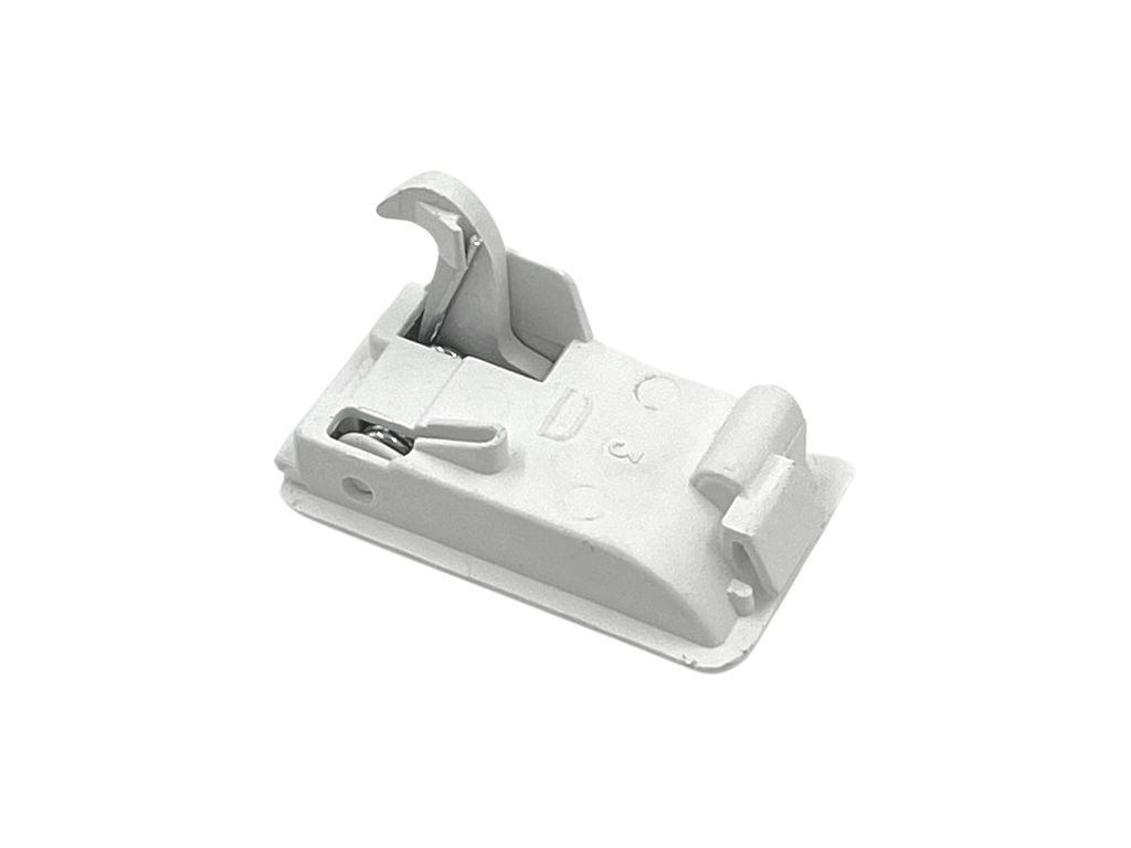 Zámek bílý levý, držák krytu filtru digestoře Mora 5701, Gorenje 814601