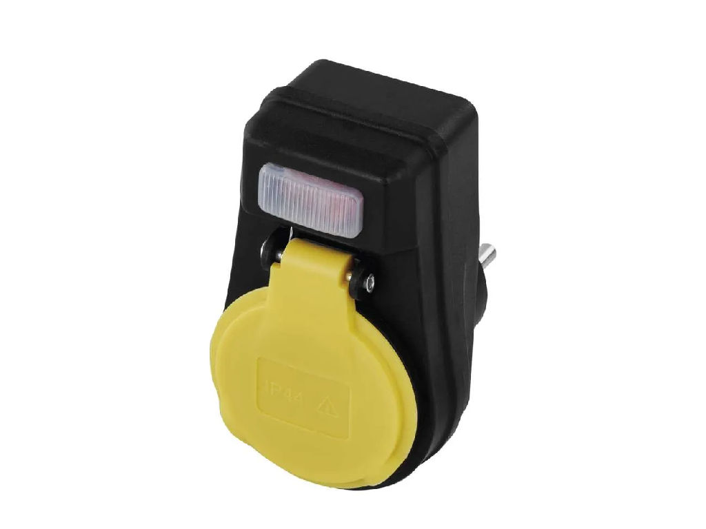 Zásuvka s vypínačem, IP44, černá